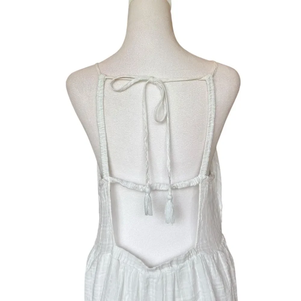 American Eagle Babydoll Mini Dress Strappy Open Back Womens Size Large White